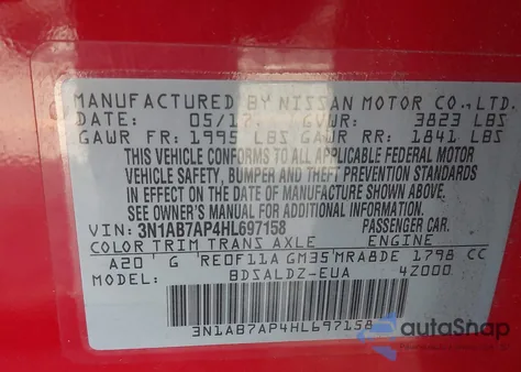 2017 Nissan Sentra Sv z USA, uszkodzony, nr VIN 3N1AB7AP4HL697158